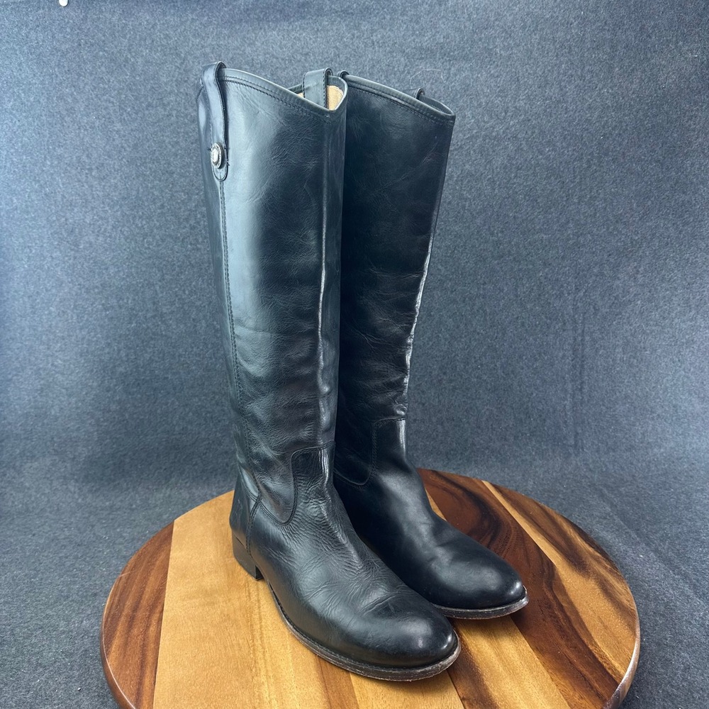 Frye Melissa Button 2 Equestrian-Inspired Tall Women's 8.5B Leather Boots-Black - Picture 2 of 10